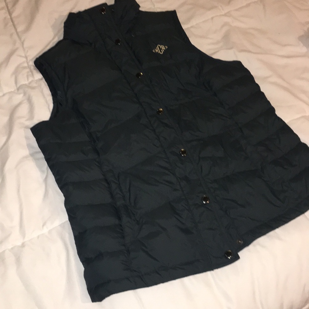 Dark Teal button up Vest with monogram kCa